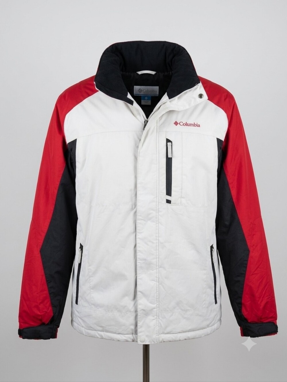 Columbia Double Whammy Men's XL Ski Snow Jacket White Red Black